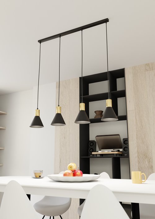 Lampa wisząca ROSA 4 BL, loft, czarny, złoty