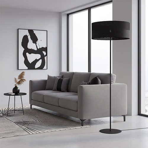 Lampa podłogowa KARBON LP1 BLACK klasyczna, czarna, abażur