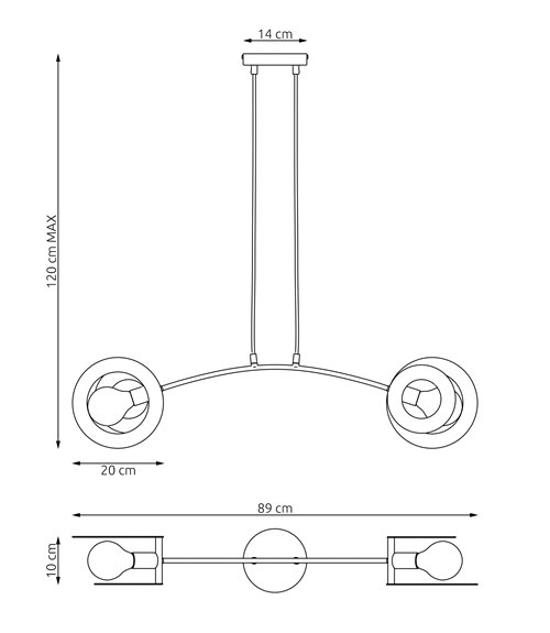 Lampa wisząca EUFORIA 2 BL nowoczesna, czarna, metal
