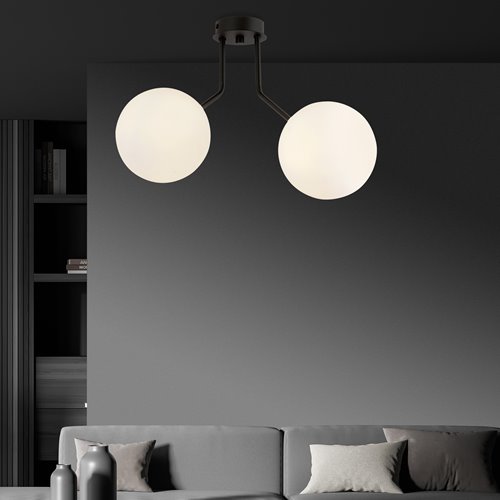 Lampa sufitowa NOVA 2 BL/OPAL klosze kule czarna/biała