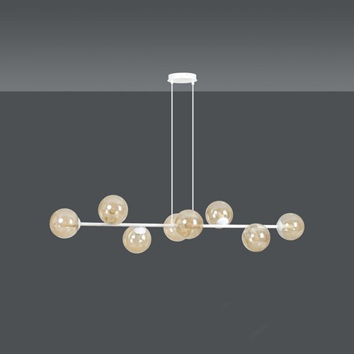 Lampa wisząca ROSSI 8 WH MIODOWA klosz bursztyn biała