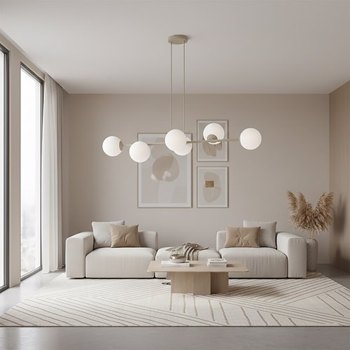 Lampa wisząca MAGNUS 6 MOKKA OPAL nowoczesna, klosz, beżowa