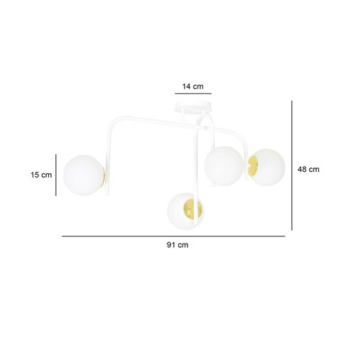 Lampa sufitowa RAGNAR 4B WHITE GOLD klosz biało/złota