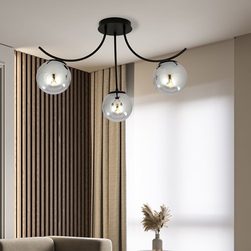 Lampa sufitowa BOSTON 3 BLACK/GRAFIT klosz czarna/grafit