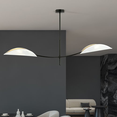 Lampa sufitowa LOTUS 2 WHITE/GOLD abażury czarna/biała/złota