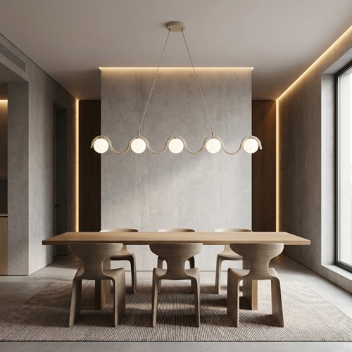 Lampa wisząca SINUS 5 MOKKA OPAL nowoczesna, beżowa, metal