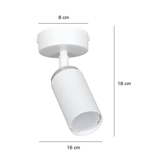 Lampa sufitowa HERA 1 WHITE tuby metal spot biała