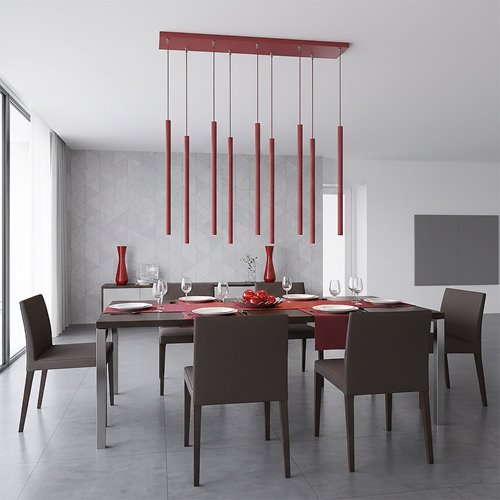 Lampa wisząca SELTER 9 BURGUNDY glamour, sople, burgundowa