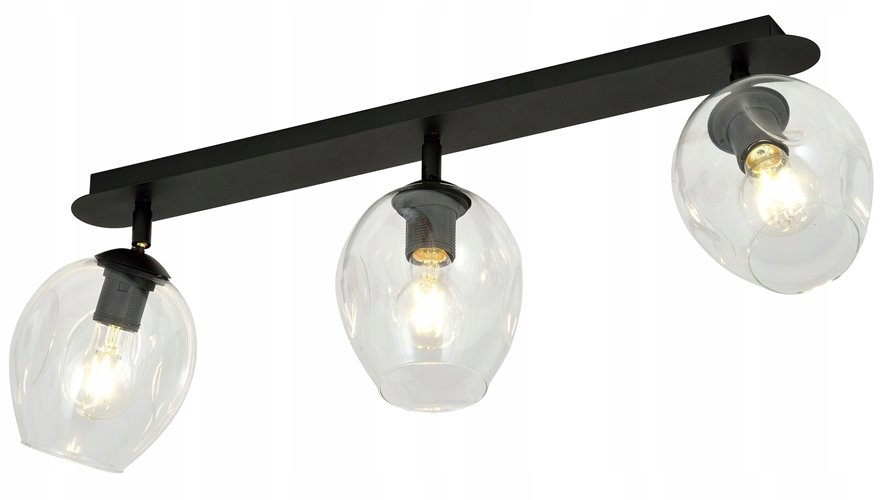 Lampa sufitowa FLOW 3 BL TRANSPARENT loft klosz czarna