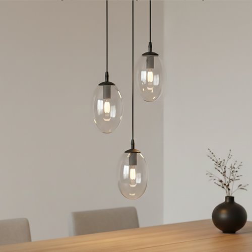 Lampa wisząca ASTRAL 3 BL PREMIUM TRANSPARENT klosze DESIGN