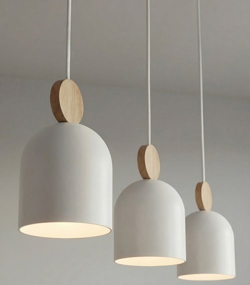 Lampa wisząca MESI 3 WHITE nowoczesna, biała, metal drewno