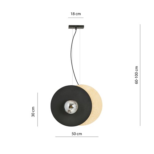 Lampa wisząca SOHO 2 BL GRAFIT designerska, drewno, klosze