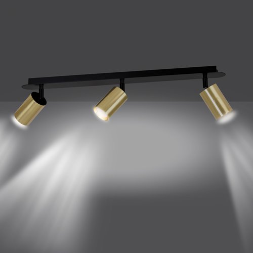 Lampa sufitowa ZEN 3 BLACK minimalistyczna tuba czarno/złota