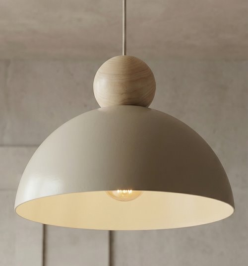 Lampa wisząca KAKI 1M MOKKA nowoczesna, beż, metal drewno