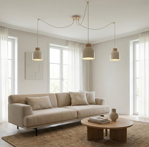 Lampa wisząca KRU 3 MOKKA nowoczesna, beżowa, metal, pająk