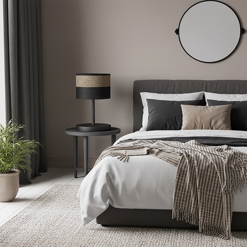 Lampka nocna KARBON LN1 BL BROWN abażur, brązowa, klasyczna