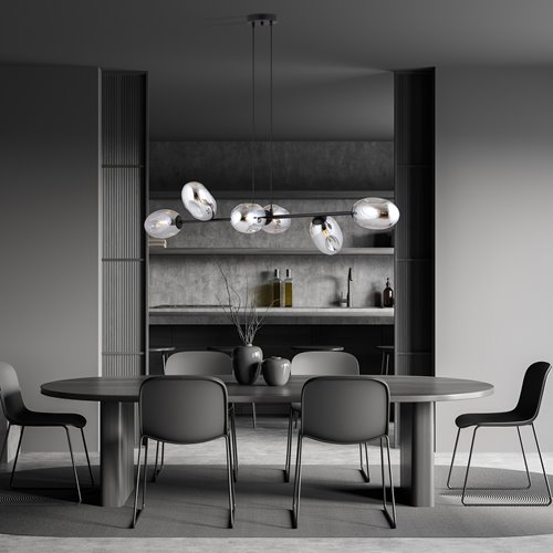 Lampa wisząca PANDORA 6 BL GRAFIT design szkło czarny/grafit
