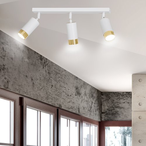 Lampa sufitowa HIRO 3 WH/GOLD tuby, metal, biało/złota