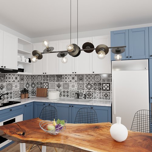 Lampa wisząca TOKEN 8 BL nowoczesna, czarny, metal, loft