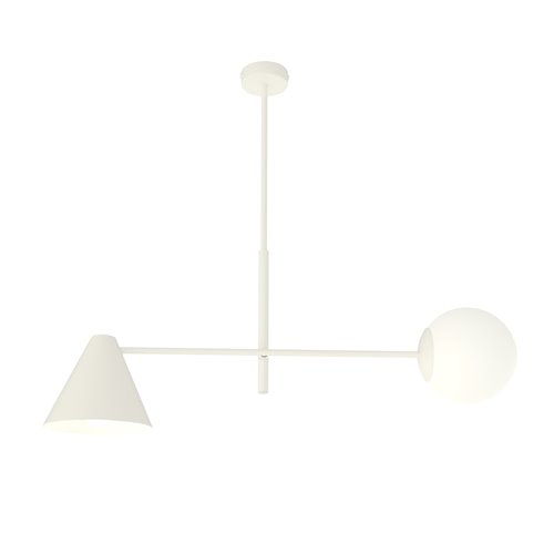 Żyrandol HERMES 2 WHITE nowoczesny, biały, klosz, salon