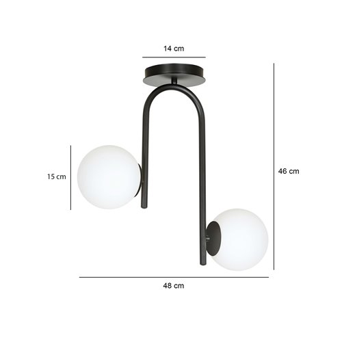 Lampa sufitowa KALF 2 BLACK klasyczna, klosz, czarno/biała