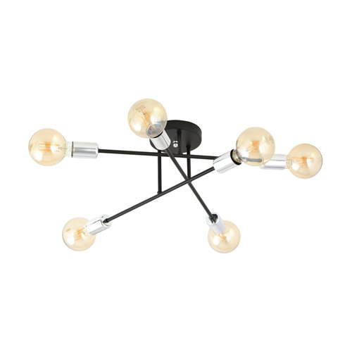 Lampa sufitowa VEKEN 6B SILVER plafon loft czarny/srebrny