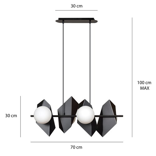 Lampa wisząca DRIFTON 4 BLACK nowoczesna klosz czarno/biała
