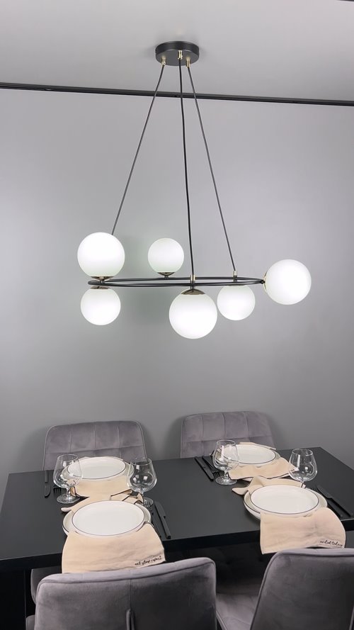 Lampa wisząca AZURA 6 BL GRAFIT wyjątkowa, nowoczesna, szkło