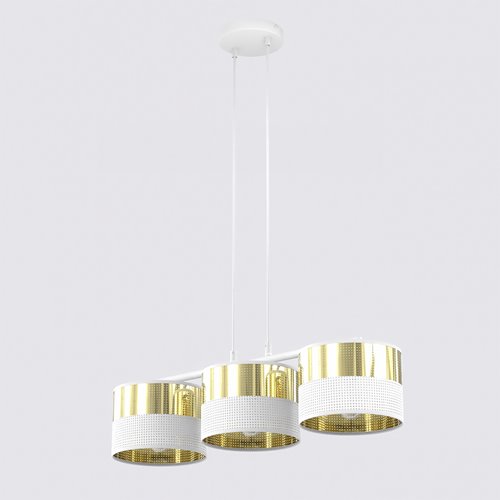 Lampa wisząca LUX 3 WH GOLD abażur, biały, złoty