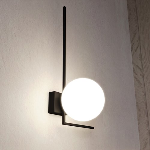 Lampa sufitowa IMAGO 1F BLACK loft, klosz, czarna/biała