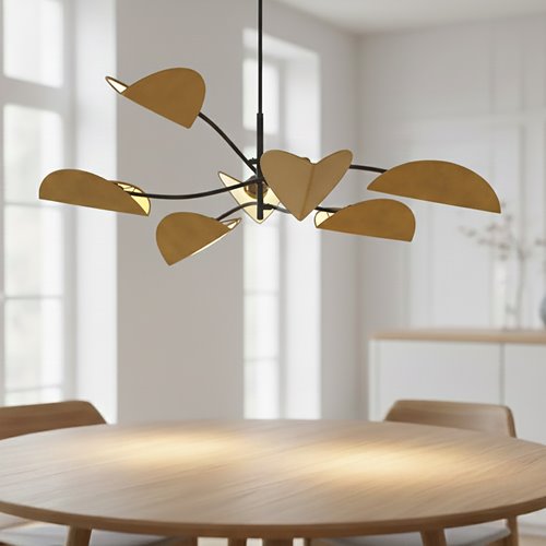 Lampa sufitowa LOTUS 6 BL MUSTARD abażury, pomarańczowa