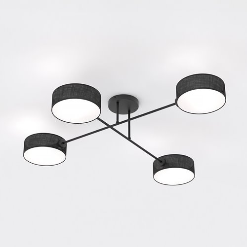 Lampa sufitowa MAGA 4 BLACK plafon, czarna, abażur