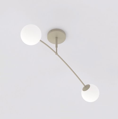 Lampa sufitowa PREGOS 2 MOKKA OPAL klasyczna, klosz, beżowa