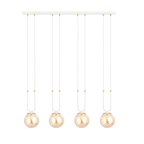 Lampa wisząca GLAM 4 WH/MIODOWY biała/bursztyn/złota