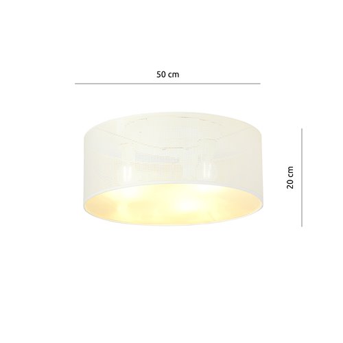 Lampa sufitowa ASTON 3 WHITE/GOLD duży abażur biało/złoty