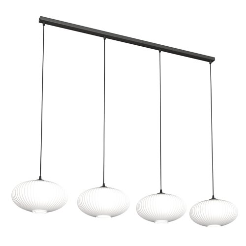 Lampa wisząca COCO 4 BL OPAL, duży klosz, biała, czarna