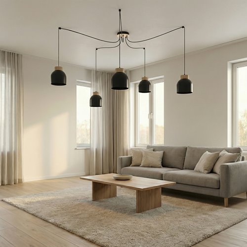 Lampa wisząca KRU 5 BLACK nowoczesna, czarna, metal, pająk