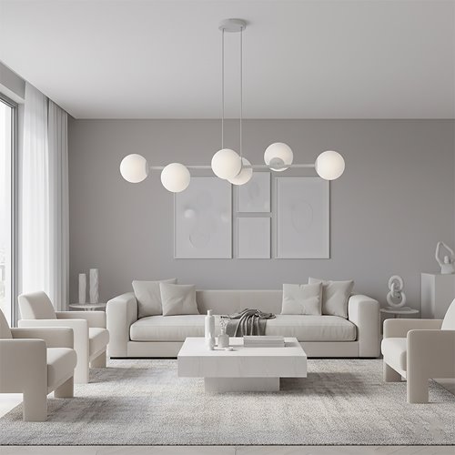 Lampa wisząca MAGNUS 6 GRAY OPAL nowoczesna, klosz, szara