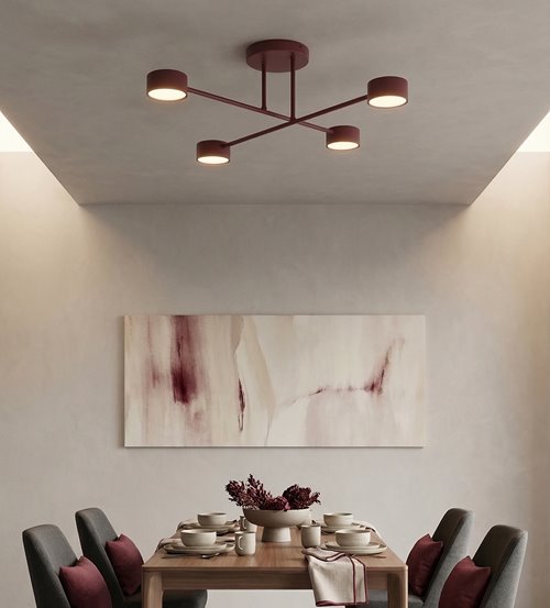 Lampa sufitowa HALO 4 BURGUNDY minimalistyczna, metal