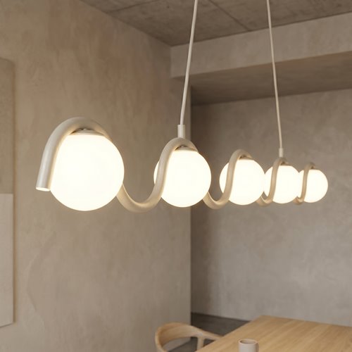 Lampa wisząca SINUS 5 MOKKA OPAL nowoczesna, beżowa, metal