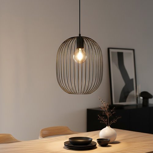 Lampa wisząca ONYX 1 BL loft, druciak, regulowana, czarna