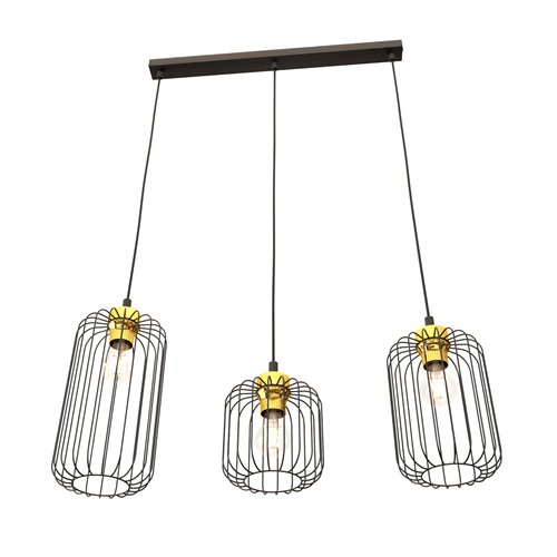 Lampa wisząca VANDER 3 BL GOLD loft nowoczesna czarno/złota