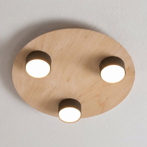 Lampa sufitowa PIXO 3 BL WOOD plafon, czarna, drewno, loft