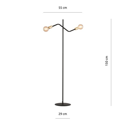 Lampa podłogowa BOLT LP2 BLACK GOLD loft czarna/złota