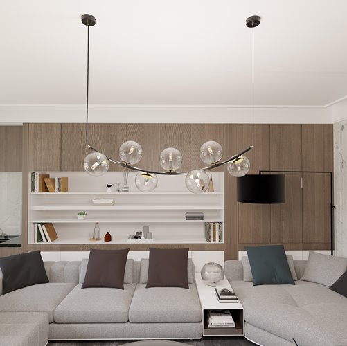 Lampa wisząca RITZ 7 BL TRANSPARENT nowoczesna, regulowana
