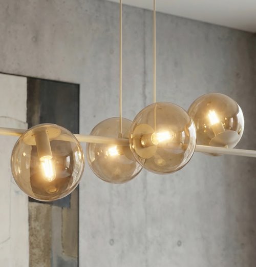 Lampa wisząca MAGNUS 8 MOKKA AMBER nowoczesna, klosz miodowa