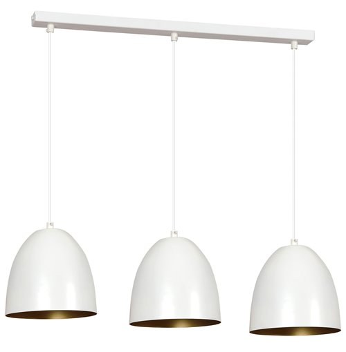 Lampa wisząca LENOX 3 WHITE/GOLD loft, metal, biało/złota