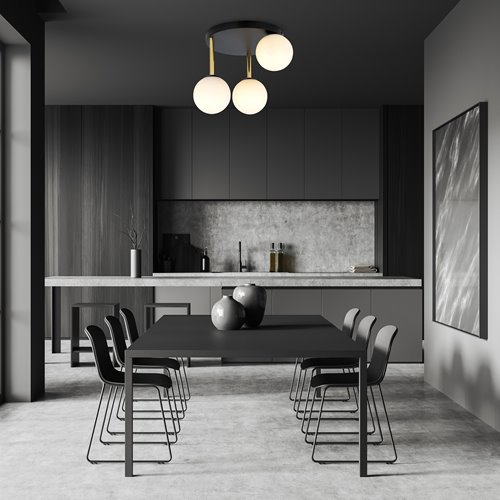 Lampa sufitowa DOLCE 3 BL OPAL plafon czarny/złoty/biały