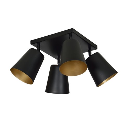 Lampa sufitowa PRISM 4 BLACK/GOLD industrialna, czarno/złota