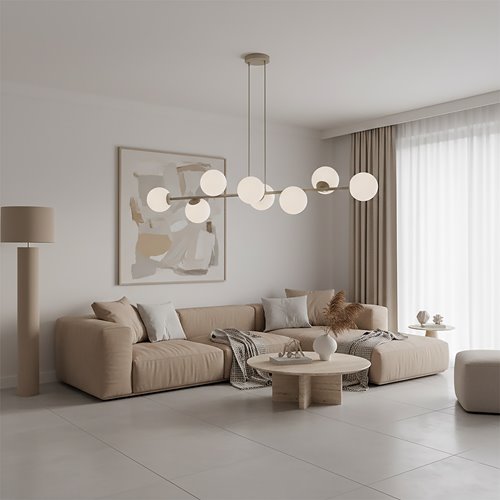 Lampa wisząca MAGNUS 8 MOKKA OPAL nowoczesna, klosz, beżowa